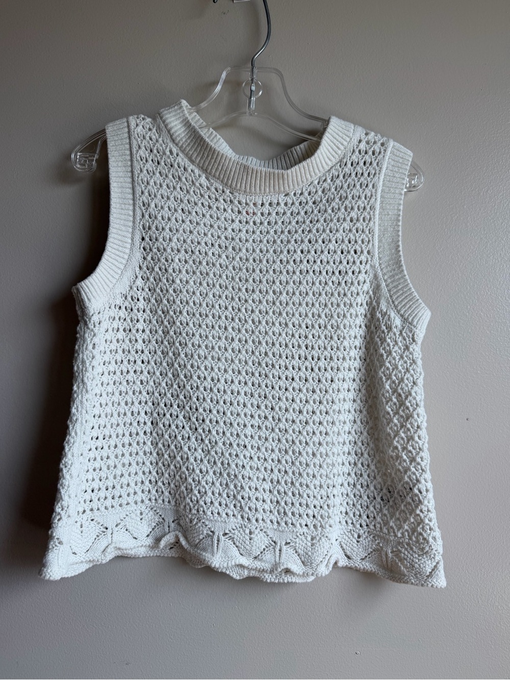 Cat & Jack White Crochet Knit Tank Top Girls Size Medium Boho Summer